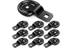 ForoGore 10 PCS 3/8" Heavy Duty D Rings Tie Down Anchors for Trailer Truck Cargo D-Rings Durable Black Tie Downs Ring 6000 Pound Breaking Strength