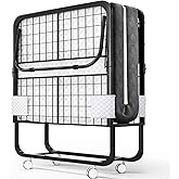 EconoHome Folding Bed with Mattress - 75x38 Twin Size Frame - Portable Rollaway Guest Bed with 5-inch Memory Foam Mattress - Space-Saving Foldable Design for Easy Storage