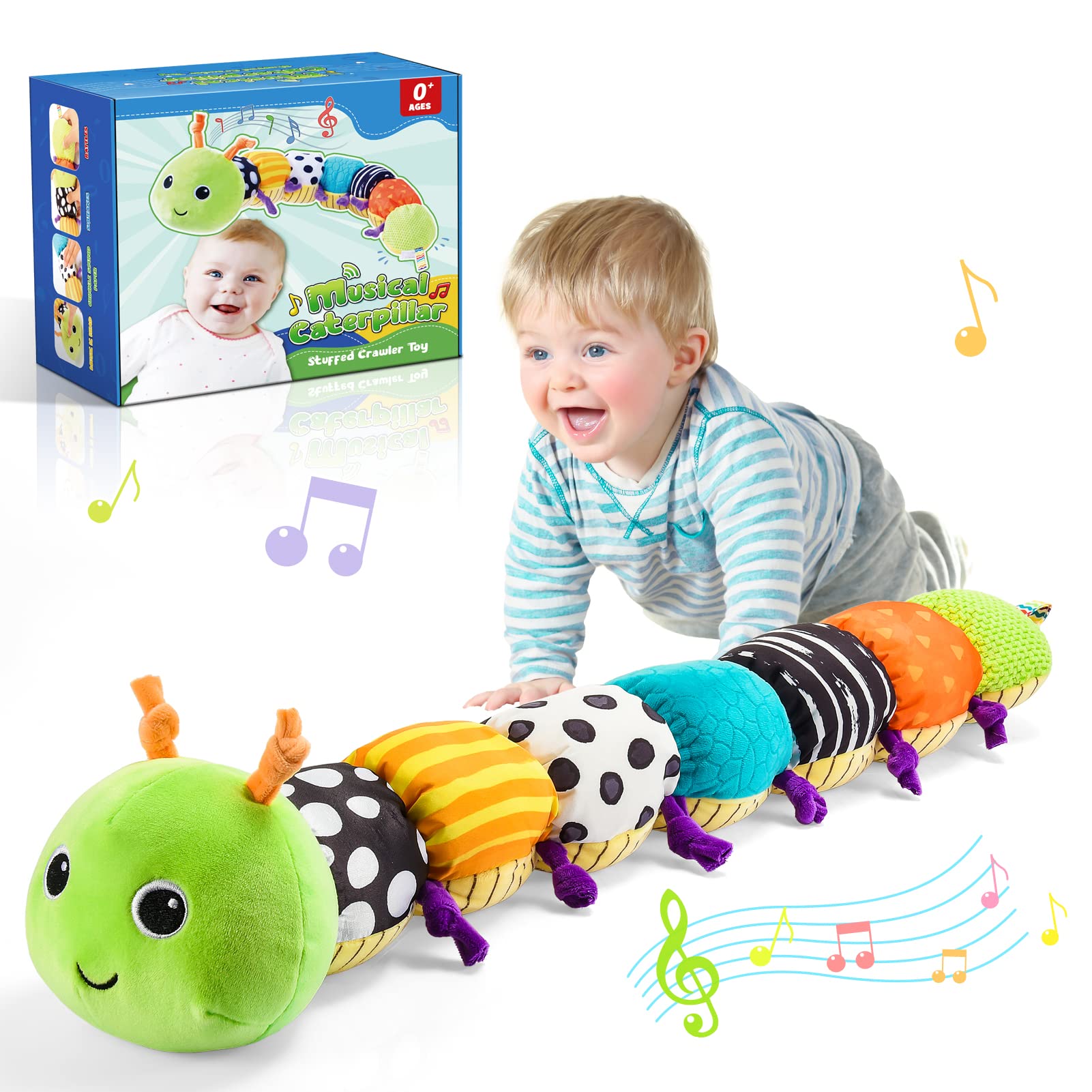 Toyzey Baby Toys 0-6 Months,Musical Caterpillar Sensory Toys Babies 6-12 Months Baby Gifts 6-12 Months Montessori Toys Babies Newborn Toys 0-3 Months Baby Essentials Newborn Toddler Toys, Green-1