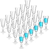 Meanplan 1 oz Shot Glasses with Stem Cordial Mini Wine Cups Limoncello Port Glasses Clear Heavy Base Fancy Shot Small Goblet Cups for Vodka, Cocktail, Liquor for Kitchen Dining(24 Pcs)