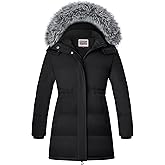 WULFUL Girl's Winter Long Coats Hooded Parka Kids Warm Puffer Jacket