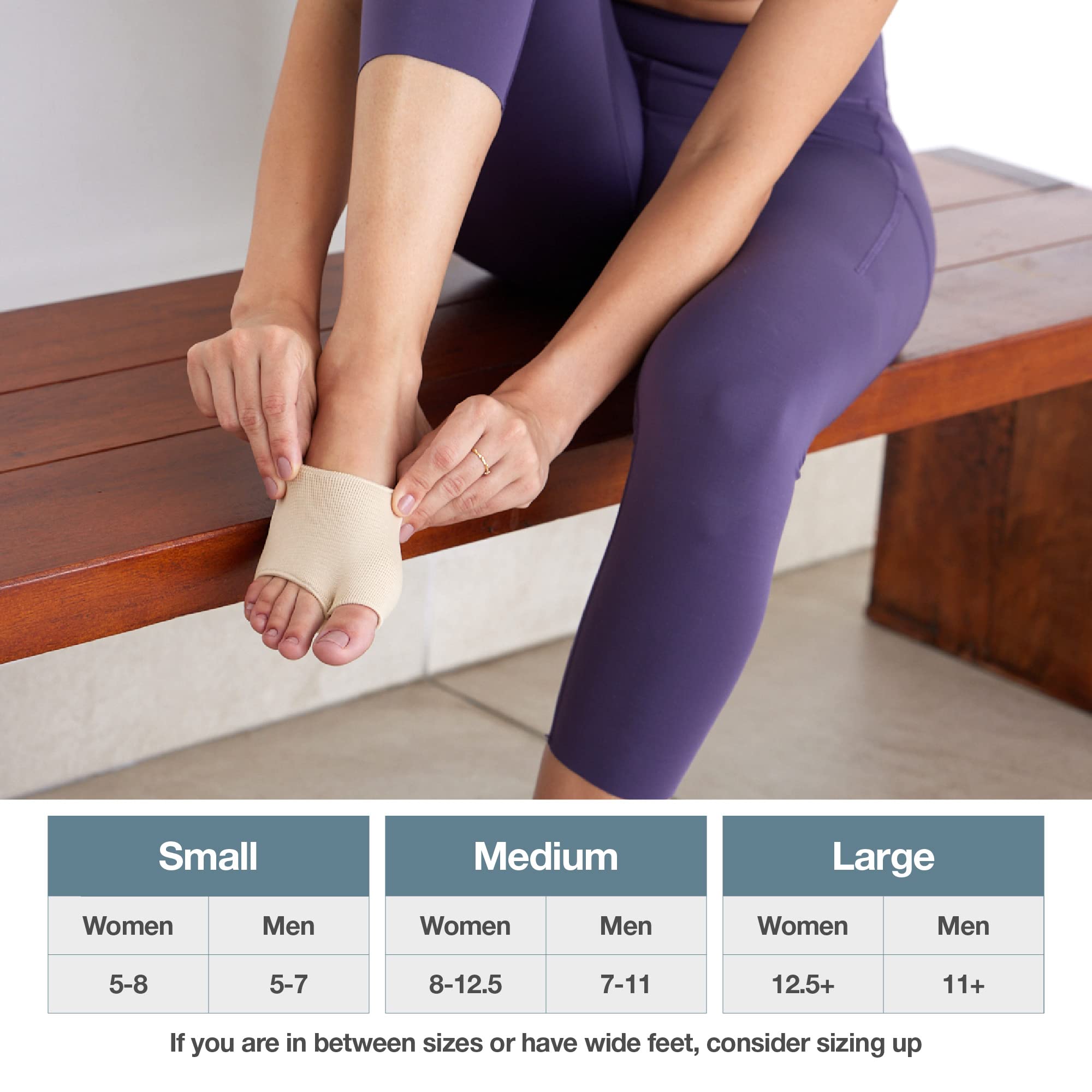 ZenToes Metatarsal Pads for Men and Women - Ball of Foot Pain Relief Cushions for Sesamoiditis, Metatarsalgia, Morton's Neuroma - 2 Pairs Fabric Sleeves with Gel Inserts (Medium, Beige)