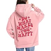 Tuislay Women Cute Graphic Oversized Hoodies Sweatshirts for Teen Girls Aesthetic Y2k Preppy Fleece Happy Hooded Pullover