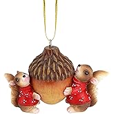 Needzo Festive Christmas Ornament, Squirrels in Sweaters Holding Acorn, Woodland Themed Holiday Decoration, 2.25 Inches