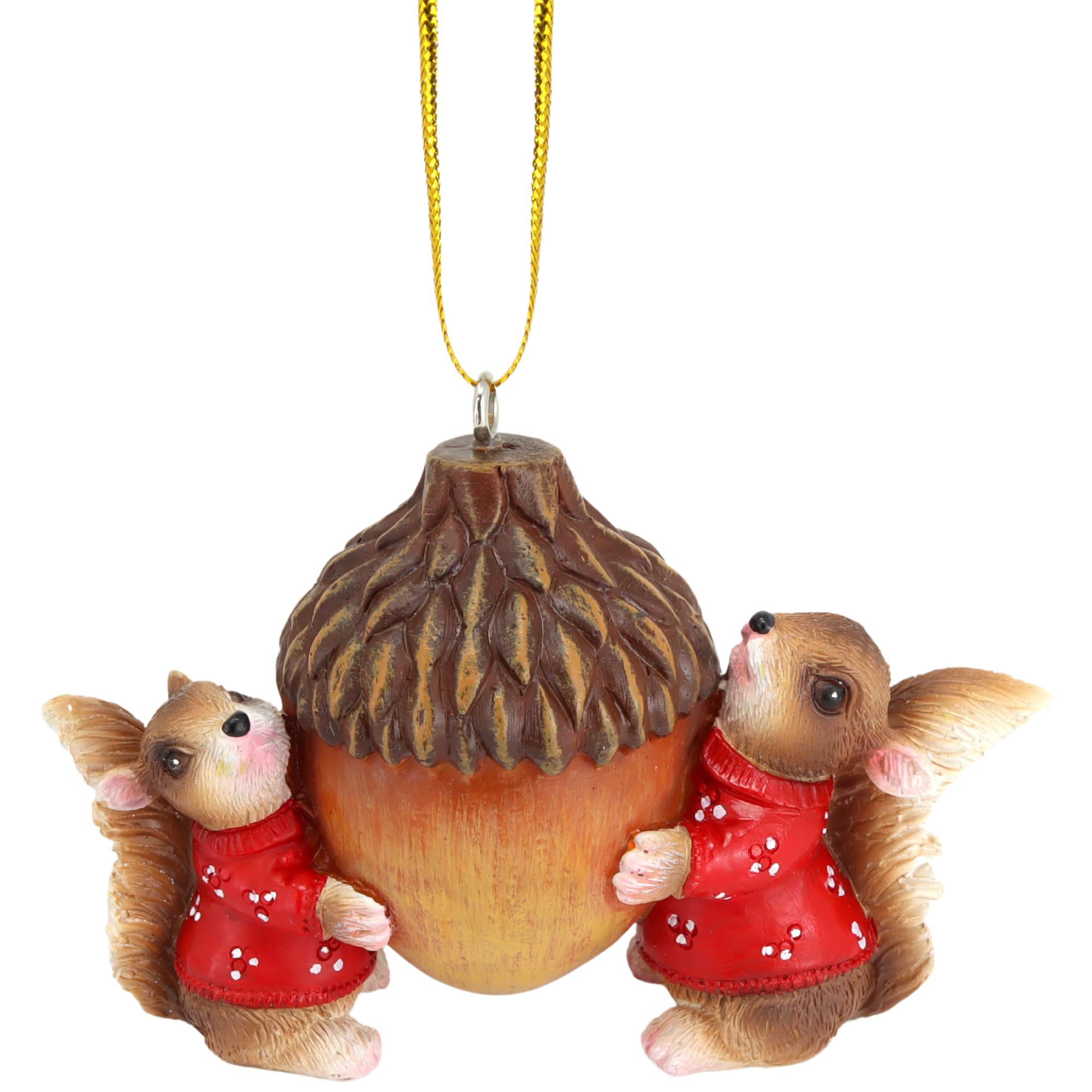 Photo 1 of ++2 PACK++Needzo Festive Christmas Ornament, Squirrels in Sweaters Holding Acorn, Woodland Themed Holiday Decoration, 2.25 Inches
