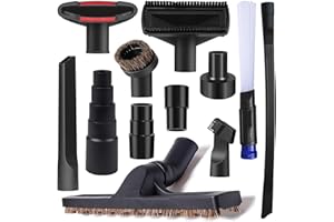 SEOVMRI 12Pcs Universal Vacuum Attachment Professional Shop Vac Accessories Wet Dry Vacuum Hose Adapter with Hair Brush Extension Wand Flexible Crevice Tool fit 2 1/2" to 1 1/4" and 1 7/8" to 1" Vacuum Hose