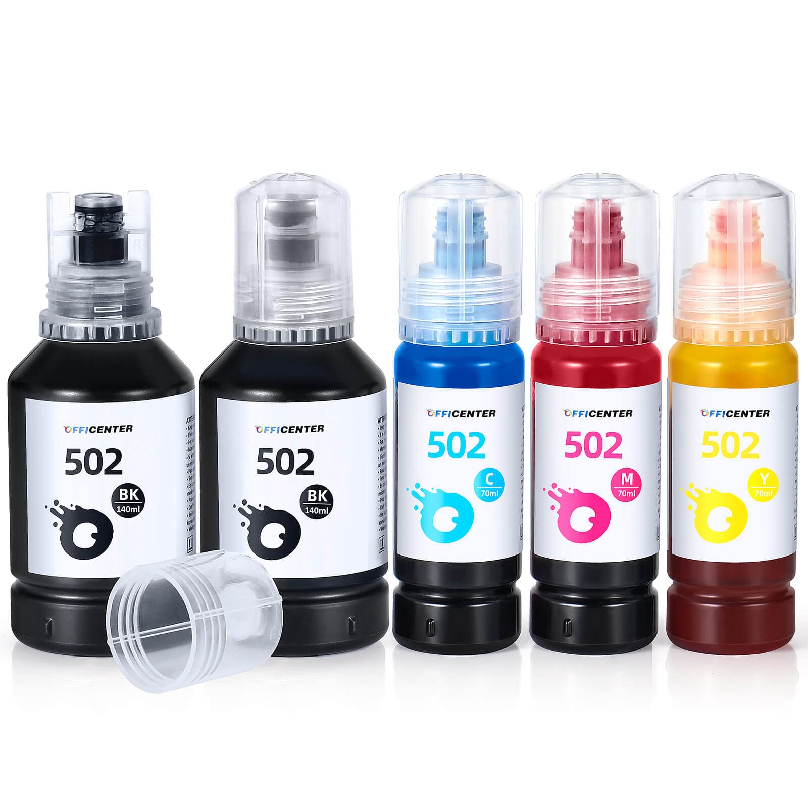 T502 502 Ink Refill Bottles for Ecotank ET2760 ET-4760 ET2750 ET-3760 ET-2850 ET-15000 ST-4000 ST-2000 ET-3710 ET-3850 ET-3750 ET-4850 ET-3830 ET4750 ET2700 ST3000 ET3700 Printer(2BK C M Y)