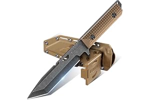 Dragon Creek Tactical Knife Kydex - Outdoor Survival Knife with Sheath D2 Steel Blade G10 Full Tang Handle for Camping Hiking Gift Men Brown
