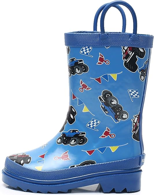 SOLARRAIN Boys Rubber Waterproof Rain Boots with Easy On