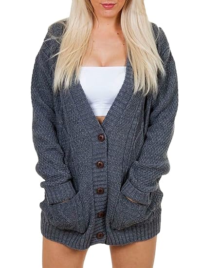 Love My Fashions Long Sleeve Full Length Cable Knit Knitted Boyfriend Cardigan Charcoal Size 8 10 12 14 Sml Xl