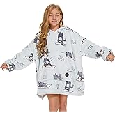 THREE POODLE Wearable Blanket Hoodie, Glow in The Dark Oversized Hoodie Blanket, Sherpa Hooded Blanket Sweatshirt for Adults Women Men Kids, Cozy Gifts