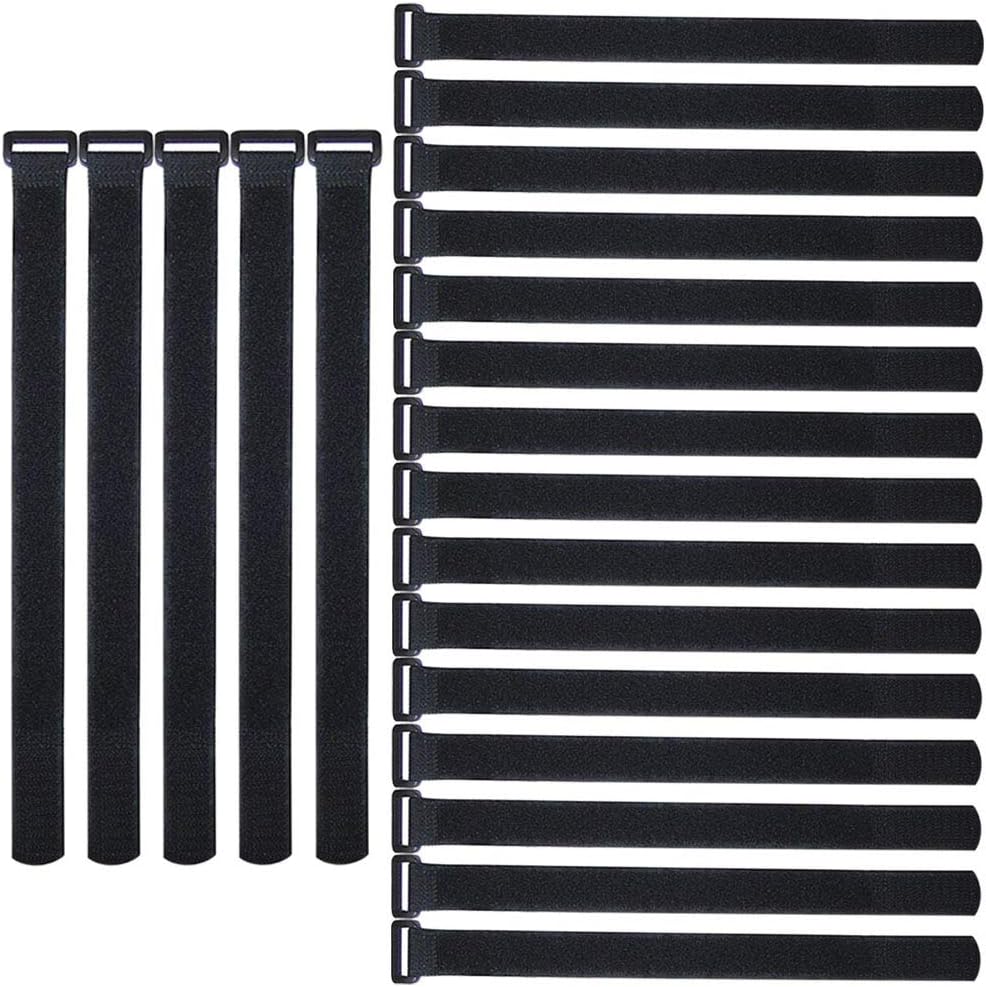 QitinDasen 20 Pieces 20 X 2 cm Nylon Cable Ties, Reusable Cable Straps, Adjustable Hook and Loop Cinch Straps