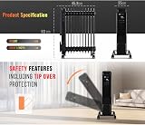 PureMate 2500W 11 Fin Oil Filled Radiator Digital Touch Eco Mode 3 Heat view 5