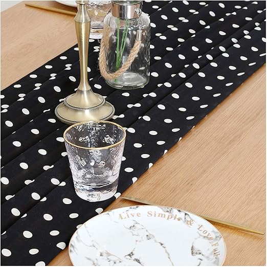Amazon Com Polka Dots Table Runner 27x120 Inch Black And White
