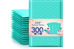 GSSUSA Teal Bubble Mailers 4X8 Inches 300 Pack, Padded Poly Bubble Mailer, Small Padded Envelopes Strong Adhesion Bubble Envelopes,Self-Seal Mailing Envelopes for Small Business,Package Supplies
