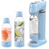 LAZMOQUSA Sparkling Water &amp; Soda Maker with 2 BPA-Free Carbonating Bottles (1L + 0.5L), Home Carbonated Seltzer Machine (60L CO2 Cylinder Not Included) Blue