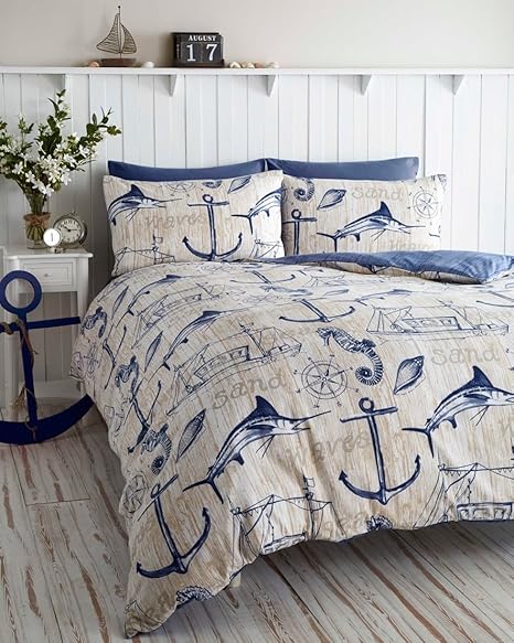 Super King Wharf Boat Ship Waves Nautical Anchor Duvet Amazon Co Uk Electronics