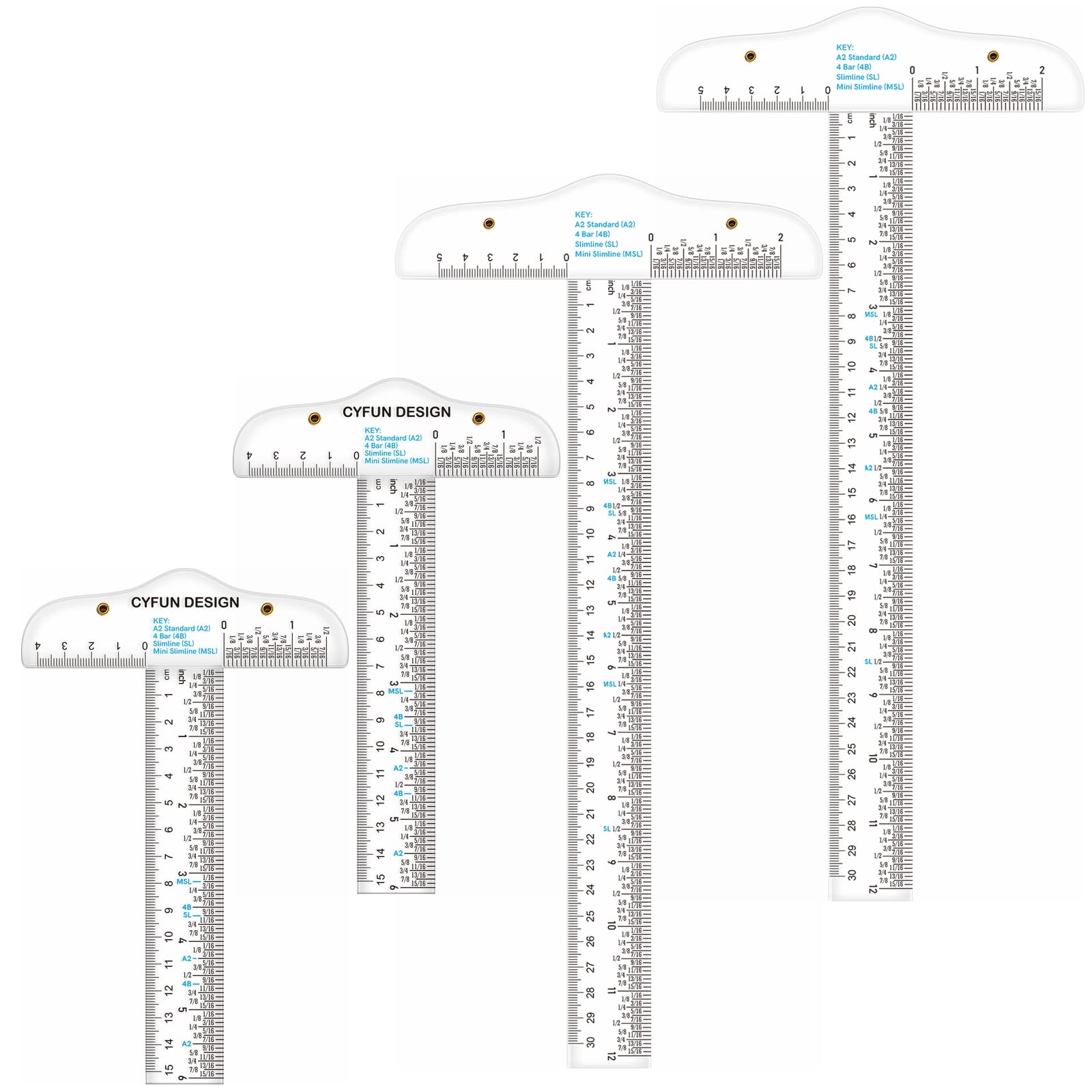 Briartw 6"/12" Acrylic Clear T-Square Ruler, 4 Pack, T Square Ruler, Transparent, T Ruler, for Crafting Drafting and General Layout Work Art Framing & Drafting Scrapbooking Crafting