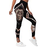 HIVICHI Printed Leggings for Women Pattern Graphic Colorful Cute Crazy High Waisted Workout Gym Running Exercise Yoga Pants