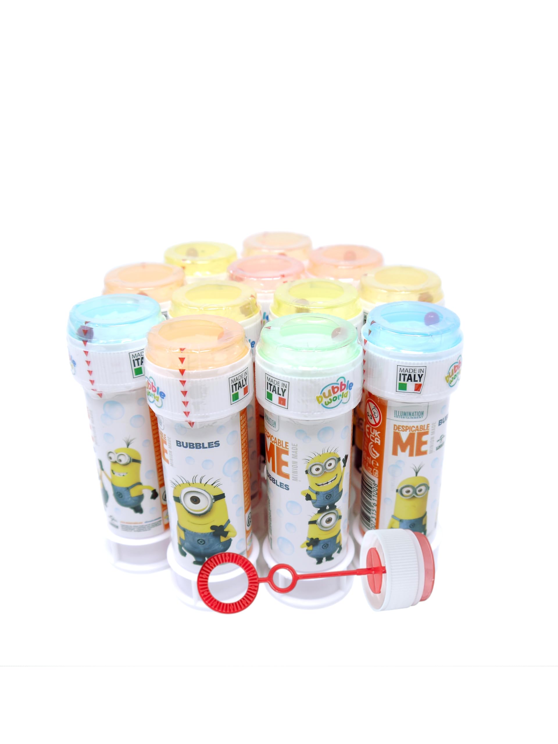 Anila's Minions Bubble Tubs with Wands, 60ml Solution & Maze Lid, Set of 12, Party Bag Fillers & Favours, Ages 3+ — image 1
