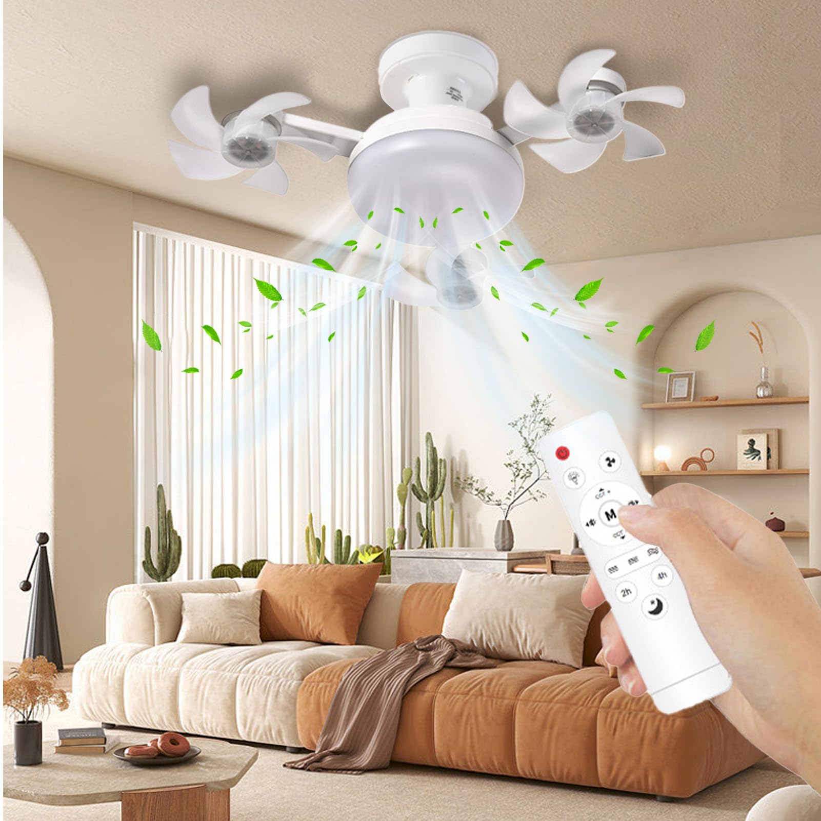 Wpsagek Deckenventilator Mit Licht Und Fernbedienung - Flachbau Deckenventilator Mit E27 Fassung,Dimmbare Beleuchtung Und Fernbedienung Kühlung Für Wohnzimmer