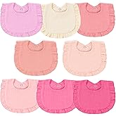 duludulu Baby Muslin Bibs, Bandana Drool Bib for Girls, Adjustable 100% Cotton Soft Baby Bibs for Drooling and Teething Organic Solid Colors Lap-Shoulder