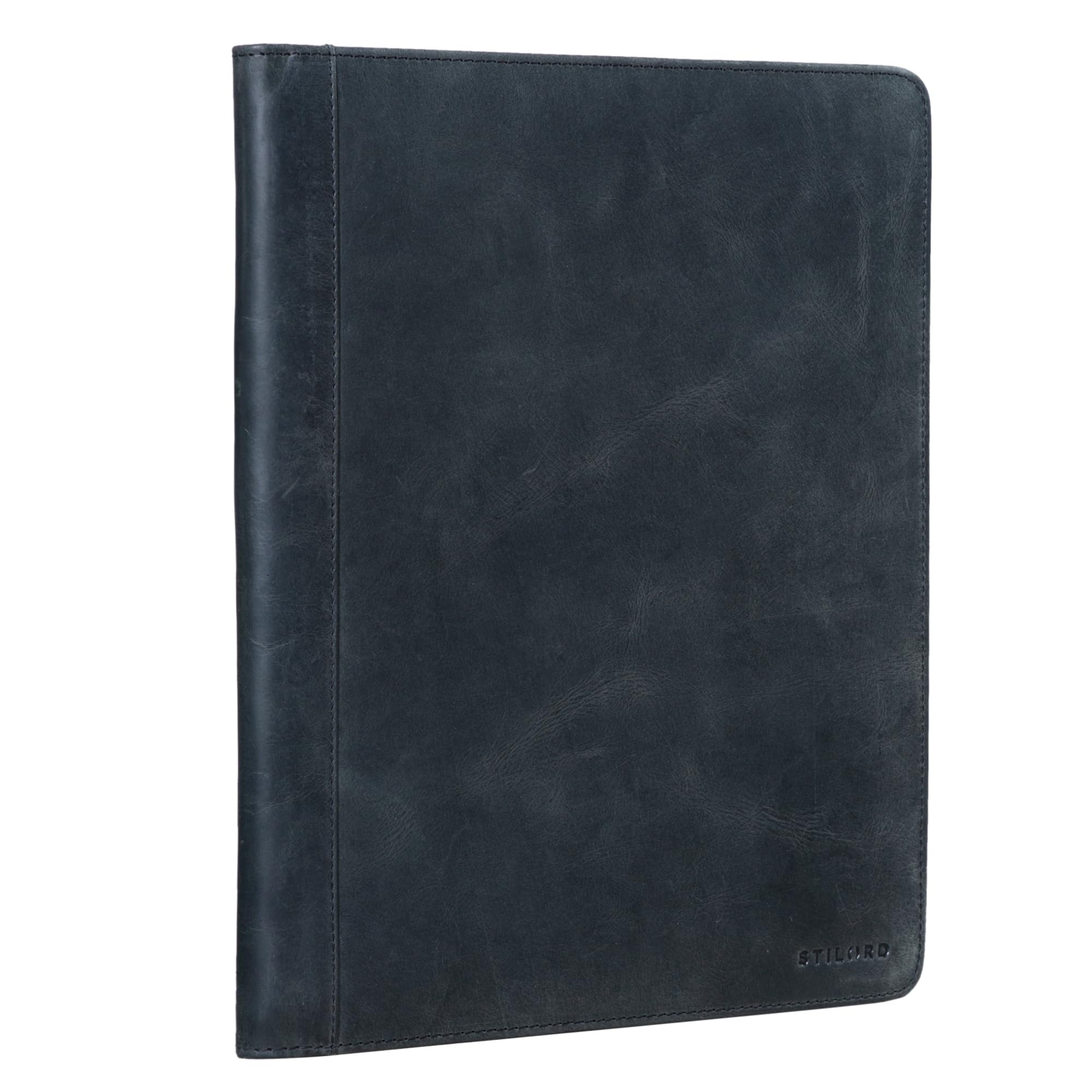 STILORD 'Malcolm' Leather Portfolio A4 Writing Case Vintage Document Folder for Business Work Meeting Conference Case Organizer Genuine Leather, Colour:Anthracite