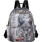 NCRJCZQL Wolf Quilted Backpack Purse for Women Fashion Small Backpack Shoulder Bag Travel Casual Daypack M