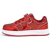 LUCKY STEP Kid's Glitter Walking Shoes Shiny Sparkly Sequins Fashion Sneakers Hook and Loop Athletic Unisex-Child Casual Running for Children/Boys/Girls