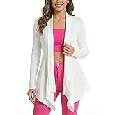 Women's Draped Open Front Cardigan, Soft Ribbed Knit Long Sleeve Irregular Hem All-Season Outerwear