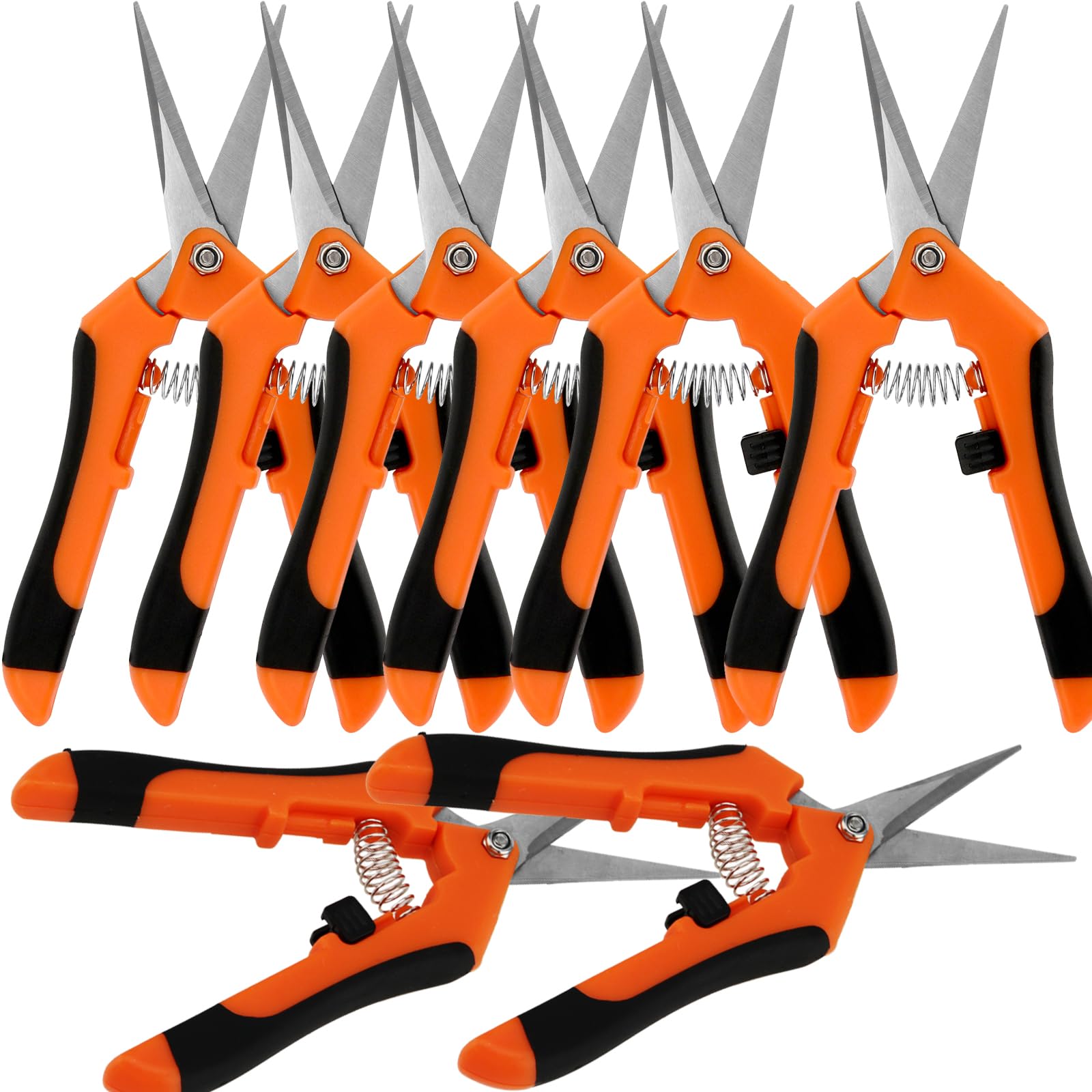 MAKTSAM 6 Pack Pruning Scissor, Stainless Steel Trimming Scissors with Comfort Grip Locking Handle, Gardening Hand Pruner Pruning Shear Micro Tip Snips for Gardening