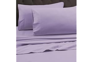 Tribeca Living California King Luxury Solid Flannel Generous Size Flat Sheet, Lavender
