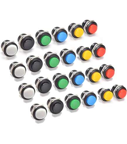 uxcell 2 pcs 16mm Latching Push Button Switch Green Square