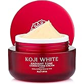 Koji White 1% Kojic Acid Cream | Face Moisturizer Radiant Tone Correcting Cream with 1% Alpha-Arbutin, 3% Niacinamide & Hyaluronic Acid for All Skin Types, Unscented, Vegan Skincare, 1.05 FL Oz