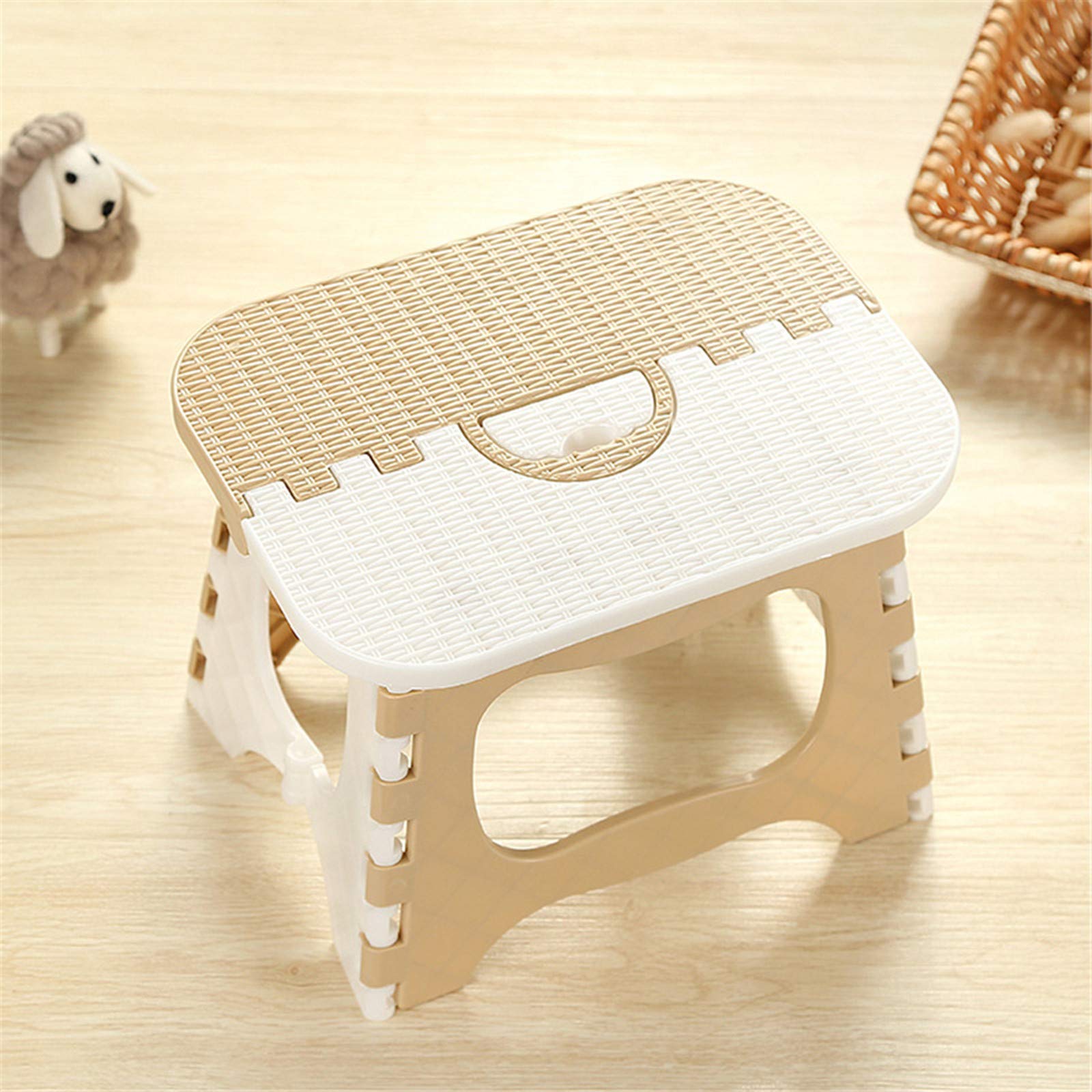 Hyuduo Compact Foldable Stool, Plastic Folding Step Stool, 10.11 * 7.67 * 7.67Inch, Kitchen Garden Bathroom Stepping Stool For Kids Adult Outdoor Activity Portable Tool(Beige),Outdoor Chair