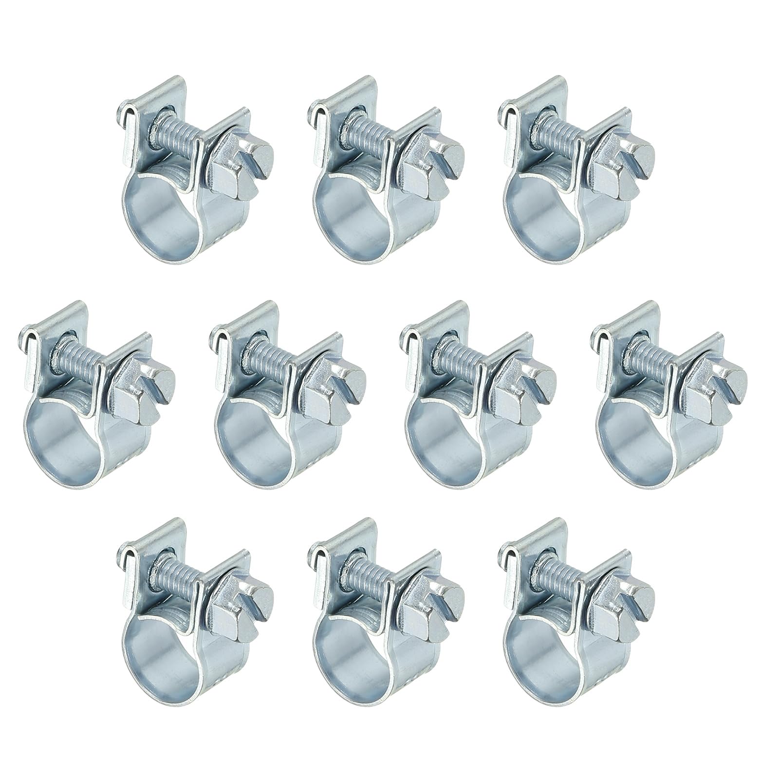 PATIKIL 10 Pcs 8-10mm Mini Fuel Injection Hose Clamps Zinc Plated Adjustable Clamp
