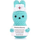JoycuFF Mini Nurse Bunny Positive Crochet Gift Graduation Nurses Appreciation Gift Thank You Nurse Week Gifts Nurses Day Handmade Animal Emotional Support Gifts