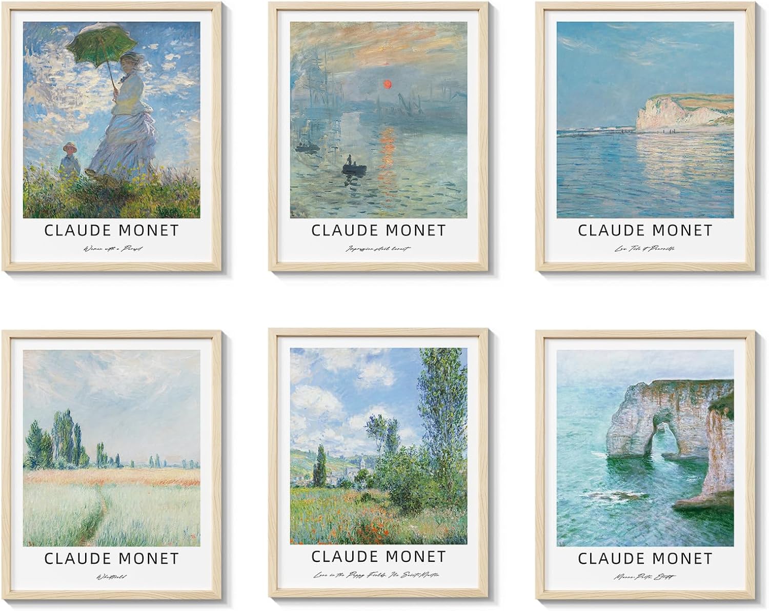 Paintings - VIYYIEA Monet Wall Art Prints Set Vintage Artwork Paintings Room Decor Pictures Collage Abstract Wall Decor Retro Aesthetic Posters for Living Room Bathroom Bedroom Office
