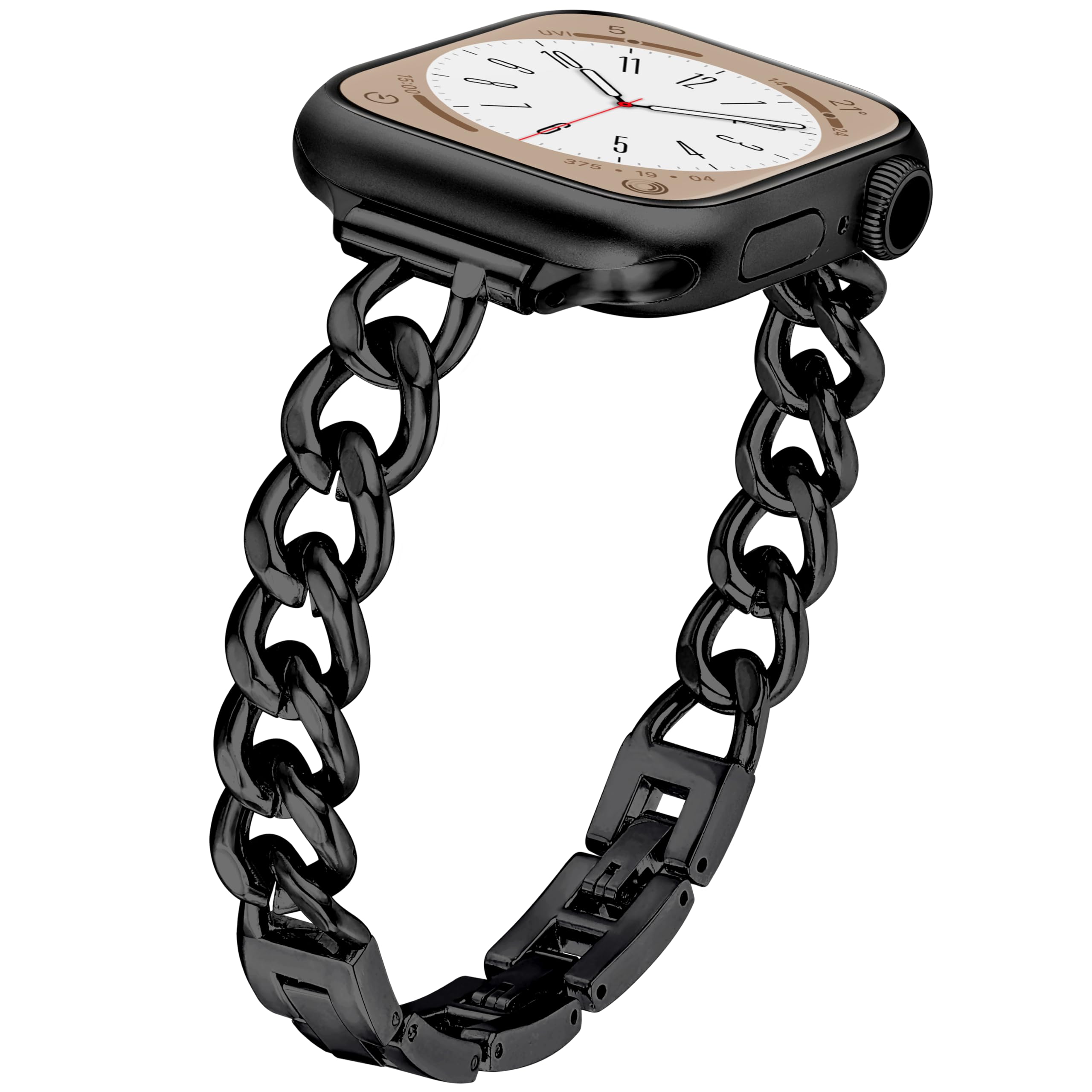 Ocaer Compatible with Apple Watch Straps 42mm 41mm 40mm 38mm, Stylish Metal Chain Link iWatch Strap for iWatch Series 11 10 9 8 7 6 5 4 SE 3 2 1, Slim Jewelry Apple Watch Bracelet for Women（Black）