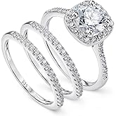 SweetJew Womens Moissanite Bridal Wedding Ring Set 2 Carat 925 Sterling Silver D Color VVS1 Clarity Round Cut Engagement Band