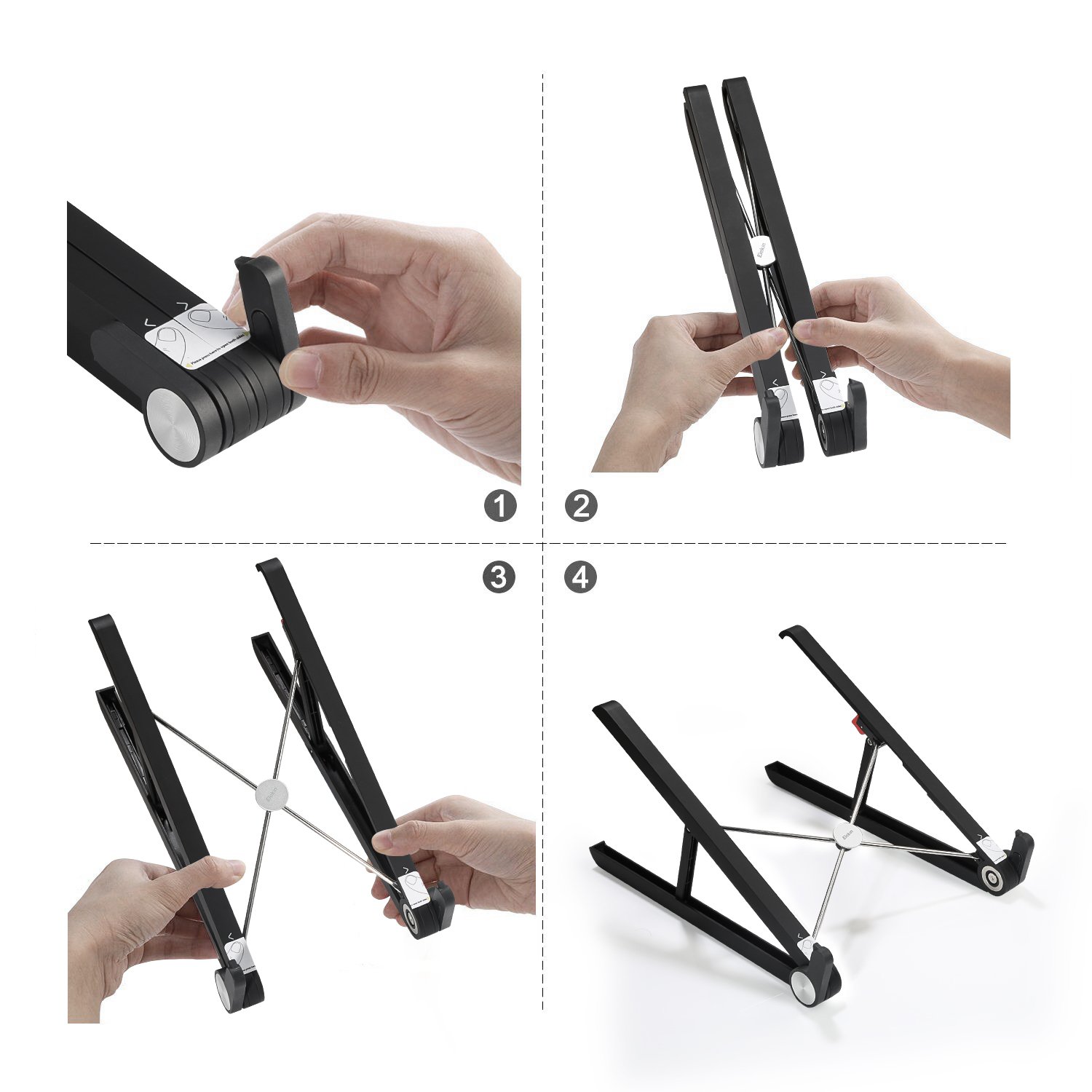 Laptop Stand,Elekin Adjustable Stand for Desk, Portable Light-weight Holder for Laptop/Notebook/Thinkpad/MacBook Pro/air, Foldable,Universal Stand size 11 inch -15.6 inch-Black