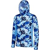 BASSDASH Men’s UPF 50+ Fishing Hiking Camo Hoodie Shirt with Face Mask Lightweight Neck Gaiter Long Sleeve