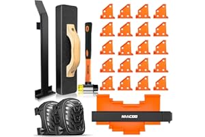 Laminate/Vinyl Flooring Tools, NAACOO Heavy Tapping Block, Heavy Pull Bar, Knee Pads, 10” Contour Gauge, 20pc Upgrade Flooring Spacers, Rubber Mallet/Pro-6 in 1 Floor Installation Kit