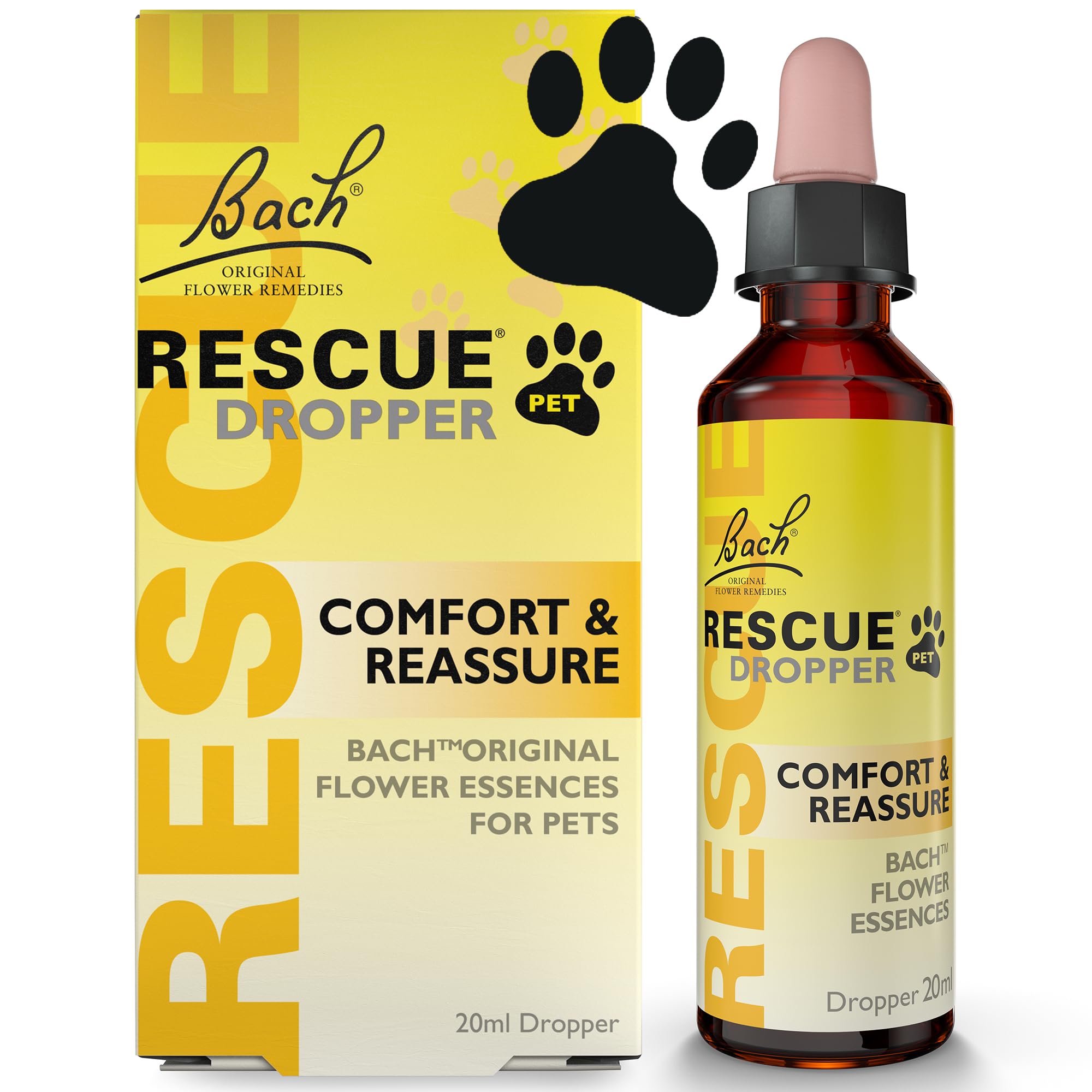 Rescue Pet Dropper | Calming Drops for Dogs, Cats & Pets | Bach Original Flower Essences | 20ml | Pet-Friendly Support for Stress, Travel, Fireworks & Separation Anxiety