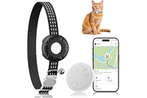HONGTOP H Pet Tracker for Cats, Compatible with Apple Find My App (Only iOS), Cat GPS Tracker Works with Any Collar, No Monthly Fee, Waterproof (Black)