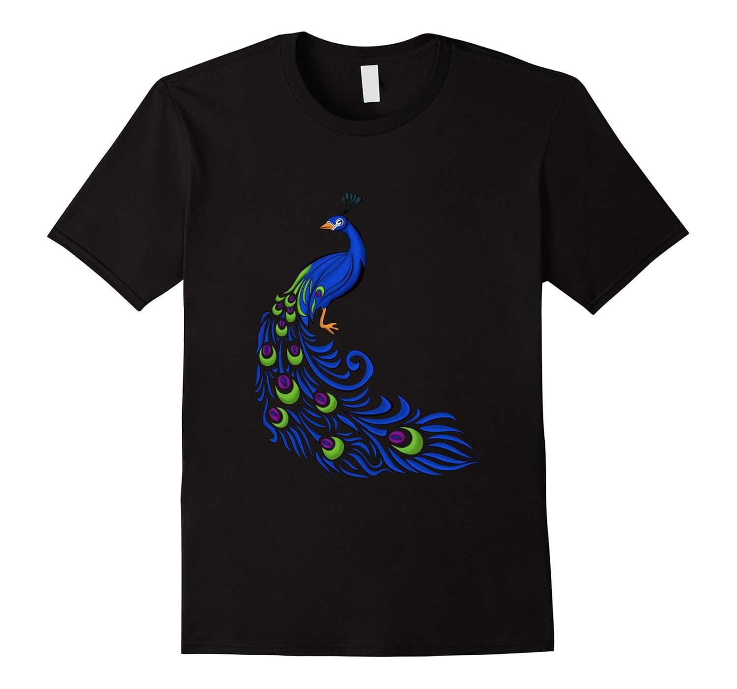 Peacock T-Shirt with Big Beautiful Peacock in Bright Colors-CL – Colamaga