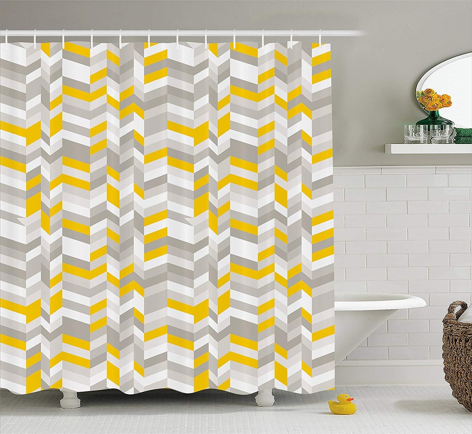 Ruichangshichengjie Grey And Yellow Shower Curtain Hand Drawn Sketchy Geometrical Retro Modern Circles Image Bathroom Decor Set With Hooks 60 X 72 Inches Mustard White Grey Amazon Co Uk Kitchen Home