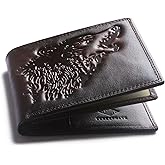 skneephate Wolf Large Wallets for Men Genuine Leather Bifold Extra Capacity Rfid Blocking Gifts for Him Husband (coffee)