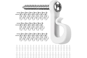 SELEWARE White Q-Hanger Hooks for Outdoor String Lights, Screw-in Christmas Light Hooks for Hanging Patio, Fairy & Holiday Lights, 40Pcs