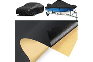 BOATPRO Boat Cover Repair Kit, 600D Super Stick Self-Adhesive Boat Cover Patch Repair Kit for Repairing Pool Cover, RV Cover, Awning, Waterproof Heavy Duty Canvas Repair Kit Black, 15" x 5",2 Pcs